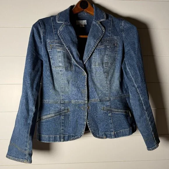 LOFT Classic Blue Jean Jacket - Picture 1 of 8